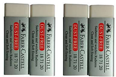 [Pack of 4] Faber-Castell LARGE Eraser Dust Free Clean and Soft Erasing for ART, OFFICE, SCHOOL USE (6.2x2x1.25cm)