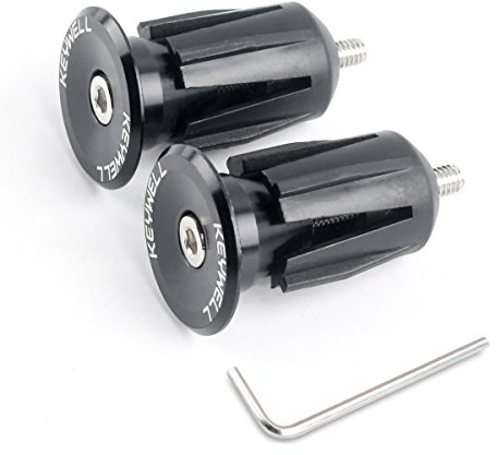 KEYWELL Lenker-Endkappen, perfekt für die meisten Fahrräder, Rennräder, Mountainbikes, BMX, MTB, Fixie (Aluminium, 2 Stück), schwarz
