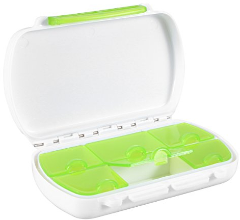 ROSENICE Tablettenbox 6 Fächer Pillenbox Tablettendose Medikamentenbox (Grün)