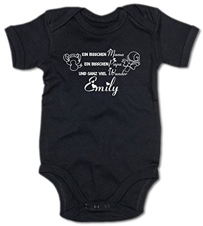 G-graphics Baby Body EIN bisschen Mama, EIN bisschen Papa und ganz viel Wunder - mit Wunschname Oekotex Standard 100 - Bio Baumwolle 250.0008