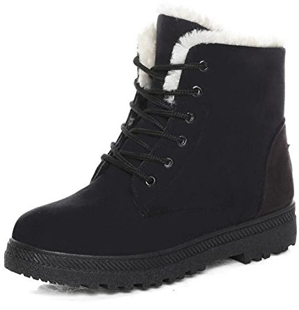 Alicegana Women Winter Boots Snow: Warm Cotton Fur Lined Winter Shoes Lace Up Comfortable Non Slip Ankle Platform Boots Outdoor