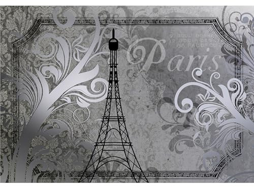 decomonkey Fototapete selbstklebend Paris Eiffelturm 343x256 cm XL Selbstklebende Tapeten Wand Fototapeten Tapete Wandtapete klebend Klebefolie Retro Vintage