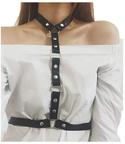 YSYANG Lencería cruzada para mujer, punk, con cadena para cosplay, cinturón, body gótico, ajustado, accesorios de ropa, correa para el cuerpo