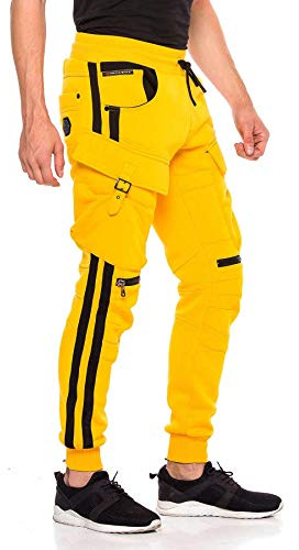 Cipo & Baxx Pantalones de chándal para hombre Series - Cómodos pantalones casuales con corte deportivo, bolsillos funcionales y diseño moderno para el día a día, deporte y ropa de calle, Cr125