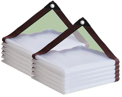 2Pack Clear Tarp Waterproof with Grommets, 6x10ft Duty Transparent Tarpaulin, Multi-Purpose Plastic Sheet Cover for Garden, Greenhouse, Furniture, Chicken Coop