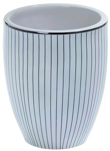 Spirella Zahnputzbecher Zahnbürstenhalter Keramik Ligne 7,7 x 9,4 cm Schwarz weiß, Glas, White, Unique