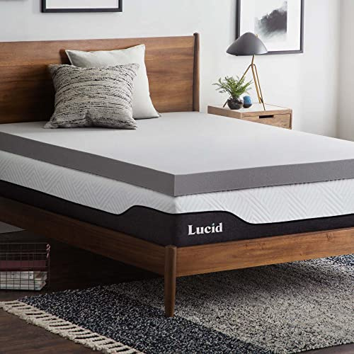 LUCID Surmatelas en Mousse à mémoire de Forme en Charbon de Bambou de 10 cm - Charbon Actif - Surmatelas Respirant, King Size (150 x 200 cm)