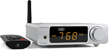 AOSHIDA Topping DX3 Pro+ DAC Headphone Amplifier 1800mW*2, ES9038Q2M USB/OPT/Coaxial/Bluetooth to RCA/3.5mm Headohone Output DSD512 PCM32Bit/768kHz Hi-Res Audio DAC Digital-Analog Converter (Silver)