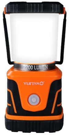 Linterna LED de camping recargable, 2200 lm, 4 modos de luz, batería integrada de 4800 mAh, linterna portátil impermeable IP44