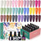 Phoenixy Gel Nail Polish Set - 24pc UV LED Gel Nail Polish Kit with Glossy Matte Base Top Coat, Popular Colours for Women