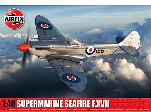 AIRFIX - Model Set, A06102A Supermarine Seafire F.XVII Model Building Kit, Kits de avión modelo de plástico para adultos y niños mayores de 8 años, el juego incluye bebederos y calcomanías