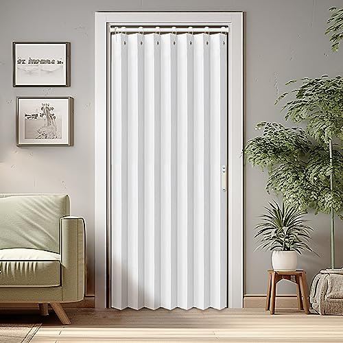 Vatge Folding Curtains for Door, Interior Door, Wardrobe, Bedroom, Bathroom, Laundry Room, Pleated Door Curtains, 1 Panel with Tiebacks, 39 W x 78 L