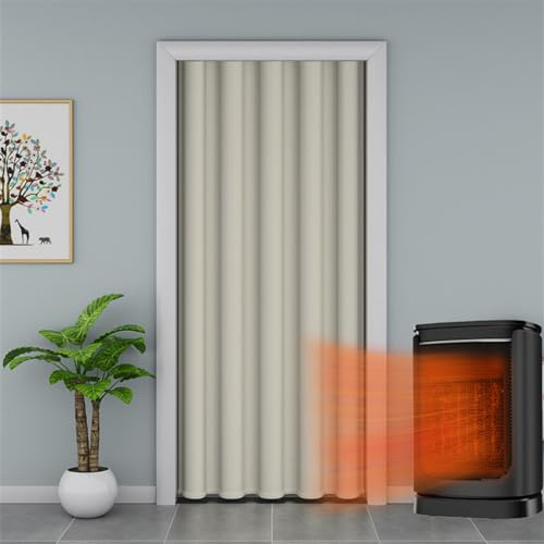 SK Studio Türvorhang Blickdicht Thermo Gardinen Vorhang mit Ösen Winter Kälteschut Wärmehaltung Vorhang Tür Raumteiler für Schlafzimmer Beige, 200x270cm