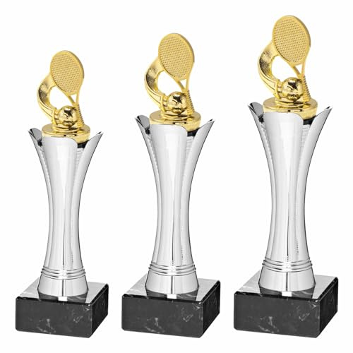 Generico Coppa Trofeo Tennis Completo di Personalizzazione (Serie Tris Oro)