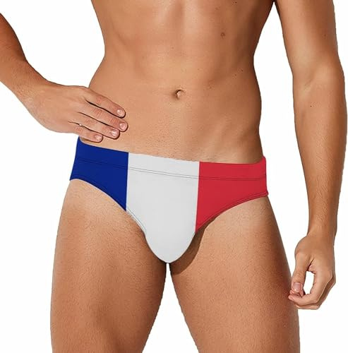 Drapeau de la France Maillot de Bain pour Homme Slip de Bain Triangle String Bikini Maillot de Bain