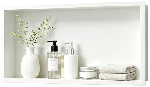Bernkot Scaffale doccia in acciaio inox 304, 60 cm × 30 cm × 10 cm, bianco, per bagno, senza piastrelle