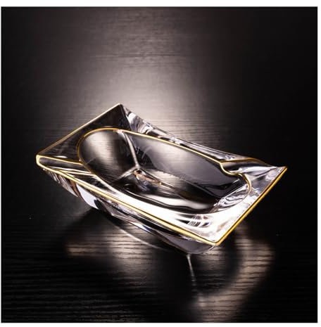Grande Cendre De Cigare En Verre À Cristal Rond À L'extérieur À L'intérieur Support De Cendre De Cigarette, Bourse Fumant Le Plateau De Cendre De Forme Yuanbao, Déco A