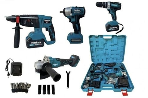 Kit 4 in 1 Smerigliatrice, Trapano ad impulsi, Avvitatore, Tassellatore 68v