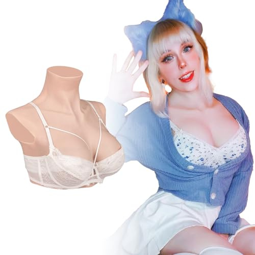 Minaky 9G Silikon Brüste Fake Brüste Crossdressing Realistische Brustformen für Crossdresser Drag Queen Transgender Mastektomie Perfekte Bounce & Jiggle, D Cup, Elfenbein Weiß