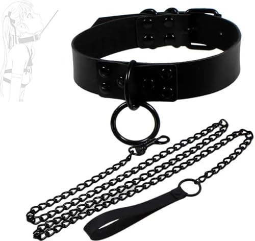 1 ensemble de colliers gothiques foncés avec colliers à cordon, colliers pour chiens, colliers amusants, manches, colliers unisexes à la mode, chaînes de collier