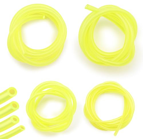 4 Lot de 1M Tuyau Durite D'Essence, Durite Essence, Tuyau Carburant pour Souffleur Coupe-Bordure Tronçonneuse Debroussailleuse, 4 Tailles (Φ de 3 x 6mm, 3 x 5mm, 2.5 x 5mm, 2 x 3.5mm)