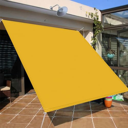 Tenda a Vela Ombreggiante Quadrata 5 x 7 m Rettangolo Rete Ombreggiante Rete da Giardino Protezione Raggi UV Antivento per Arredo Esterno, Giardino e Terrazzo, Oro