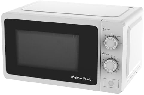 Melchioni Family Forno Microonde con Grill 20L, ONDA, Multifunzione, 800W, Regolazione Manuale, Funzione Grill, Timer 1-35 Min, Dimensioni 45,1x31,9x25,4 cm