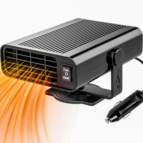 YasJess Calefactor Coche,2 en 1 Calefacción para Coche,Calefactor de Coche Mechero Portátil, 12V 120W Ventilador y Calefactor Calentador De Coche Portátil Rotación 360°