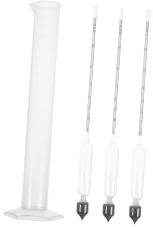 OFFSCH Misuratore di Portatile in Vetro Idrometro e Cilindro Graduato, Set 4 Pezzi per Misurazioni Precise Homebrewing e Uso Quotidiano