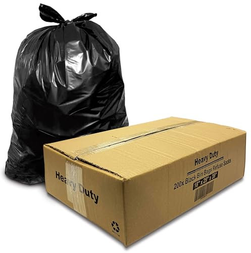 G4GOODS® 200 Large Black Bin Bags Heavy Duty for Household Garbage Capacity 80L–Strong Refuse Sacks–Black Bin Liners for Everyday use Office Kitchen Restaurant–Rubbish Garbage Bags 46x74x99cm