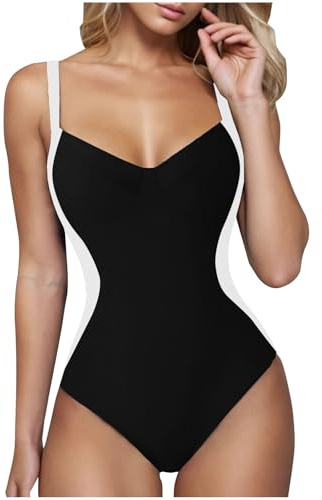 Swimsuits for Women UK Sale Clearance,One Piece Swimming Costume Ladies Tummy Control Sexy V Neck Plus Size Swimwear Padded Beach Bikini Bathing Suits Vintage Push Up Monokinis Slim Swimsuit