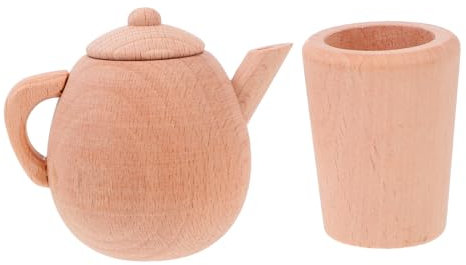 Cabilock 2 Juegos taza de tetera de madera toys brain toys pequeña tetera de juguete tetera taza de té de juguete tetera de madera de juguete vajilla de juguete vajilla de simulación
