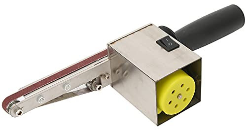 Adjustable Electric Belt Sander, Hand Held Grinder for Wood, Metal, Acrylic Polishing with Brass Motor, 4500-9000RPM Speed, 10x330mm Belt, Aluminium Body, (GB Plug 795 (150W))