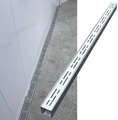SAFWELAU Canaleta Agua Canaleta de desagüe Canal de Drenaje Delgado con Rejilla Extraíble - Acero Inoxidable 304 para Baños, Jardines y Uso Comercial/Residencial(100x7x5cm/39.4x2.8x2in)