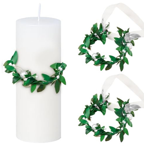 LUMOOM 2 velas antigoteo para comunión, antigoteo, para comunión, protección antigoteo, corona de 4-6 cm, vela de comunión, para comunión, fiesta, bautizo, boda (perlas redondas)