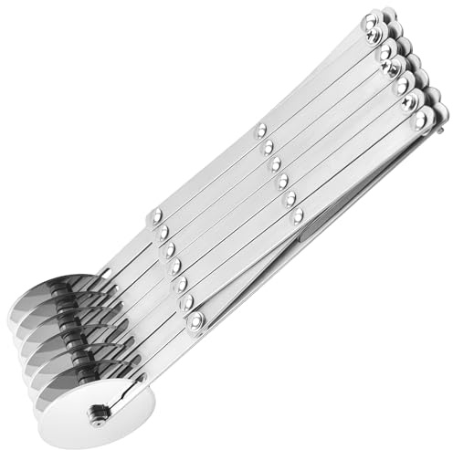 Heavy Duty 7-Wheel Stainless Steel Pastry Cutter, Adjustable Dough Divider, Multi-Wheel Pizza Slicer, Ideal For Baking, Pastry, Fondant, And Cake Making