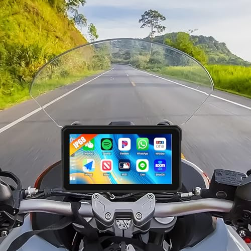 Wireless Motorcycle CarPlay Android Auto 6 Inch Car Play Moto support Tyre Pressure Monitoring Bluetooth IP68 Waterproof for Motorbike GPS Navigation,Siri,Google Assistant Motorcycle carplay