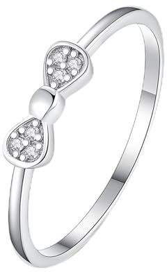 Stfery Schleife Diamantring Platin, Stapelring Damen Echtschmuck Gr.54 (17.2)