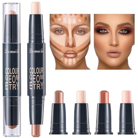 ARYIMYDP Kit 2 Sticks Maquillage Femme Contouring, Nuancier 4 Tons pour Sculpting du Visage, Correction Imperfections et Tenue Résistante, Effet Naturel