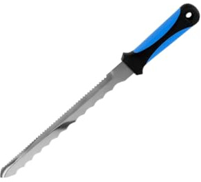 wfljl Multi-Purpose Insulation Knife with Sheath, 16.8 Double-Sided Serrated Stainless Steel Blade for Cutting Foam, Rockwool, Fiberglass Insulation, Foam Board and Sod