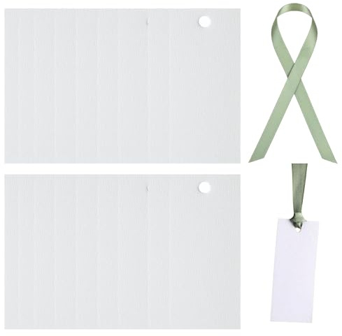 Hezhou 50 Pcs Tischkarten Hochzeits-Tischkarten Namensschilder Für Tischdekoration Gastnamenkarten Tischkartens Blanko Mit Satinband Beschriften Namenskärtchen Für Hochzeit Geburtstag Taufe (A)