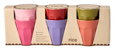 Rice Set of 6 Melamine Tumblers, Multi-Colour, 250 ml