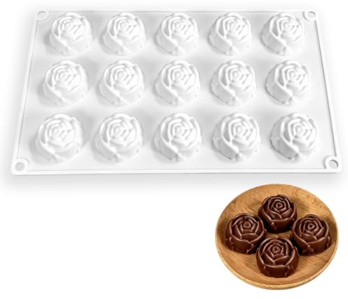 Nify Moule Silicone Fleur 15 Cavités, Moule Gâteau Silicone pour Mousse, Chocolat, Gelée et Desserts Floraux, Moule Silicone Fleur Antiadhésif