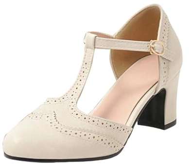 Escarpin rétro à Talon Moyen avec Brides Ouvertes et Bouton décoratif Design élégant et pour Toutes Vos Tenues