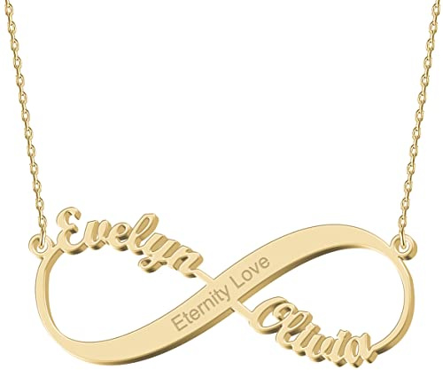 JoelleJewelryDesign Personalisierte Infinity Namenskette Silber 925，Gold Unendlich Kette mit Namen schmuck Damen Geburtstagsgeschenk für Frauen mädchen Mutter Tochter