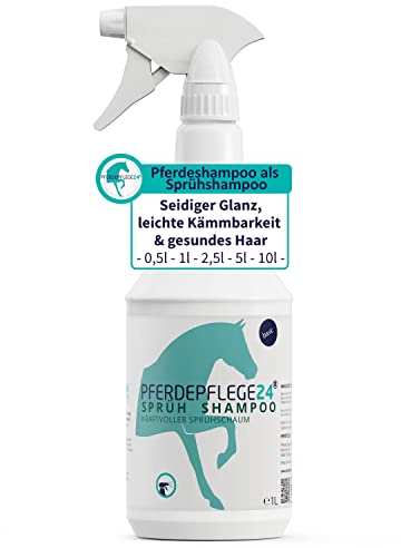 Pferdepflege24 Mildes Pferdeshampoo als Sprühshampoo - Basis Pferde Shampoo 0,5l, 1l, 2,5l, 5l & 10l Liter pH Neutral - Seidiger Glanz, leichte Kämmbarkeit & gesundes Haar