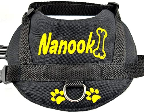 Hundegeschirr S M L XL XXL Brustgeschirr Wasserfest mit Wunsch Namen bestickt Schwarz