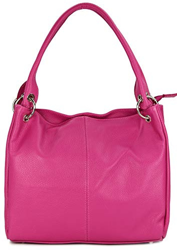 Belli Lilly Sac à bandoulière en cuir italien pour femme 33 x 28 x 14 cm (l x H x P), Rose