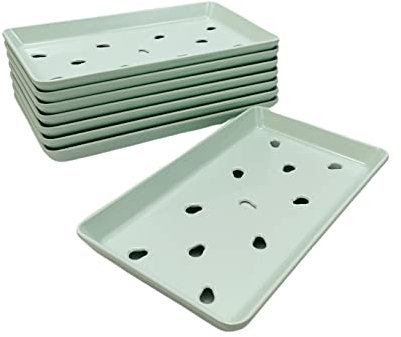 JapanBargain, Set of 8 Sushi Neta Case Plates with Drip Holes, 8.75x5 Light Green Melamine Sushi Sashimi Raw Fish Display Trays, Restaurant & Commercial Quality, Durable Plastic, Dishwasher Safe