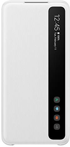 Samsung Clear View Smartphone Cover EF-ZG980 für Galaxy S20 | S20 5G Flip Cover, Handy-Hülle, extra-dünn, stoßfest, Schutz Case, weiß - 6.2 Zoll